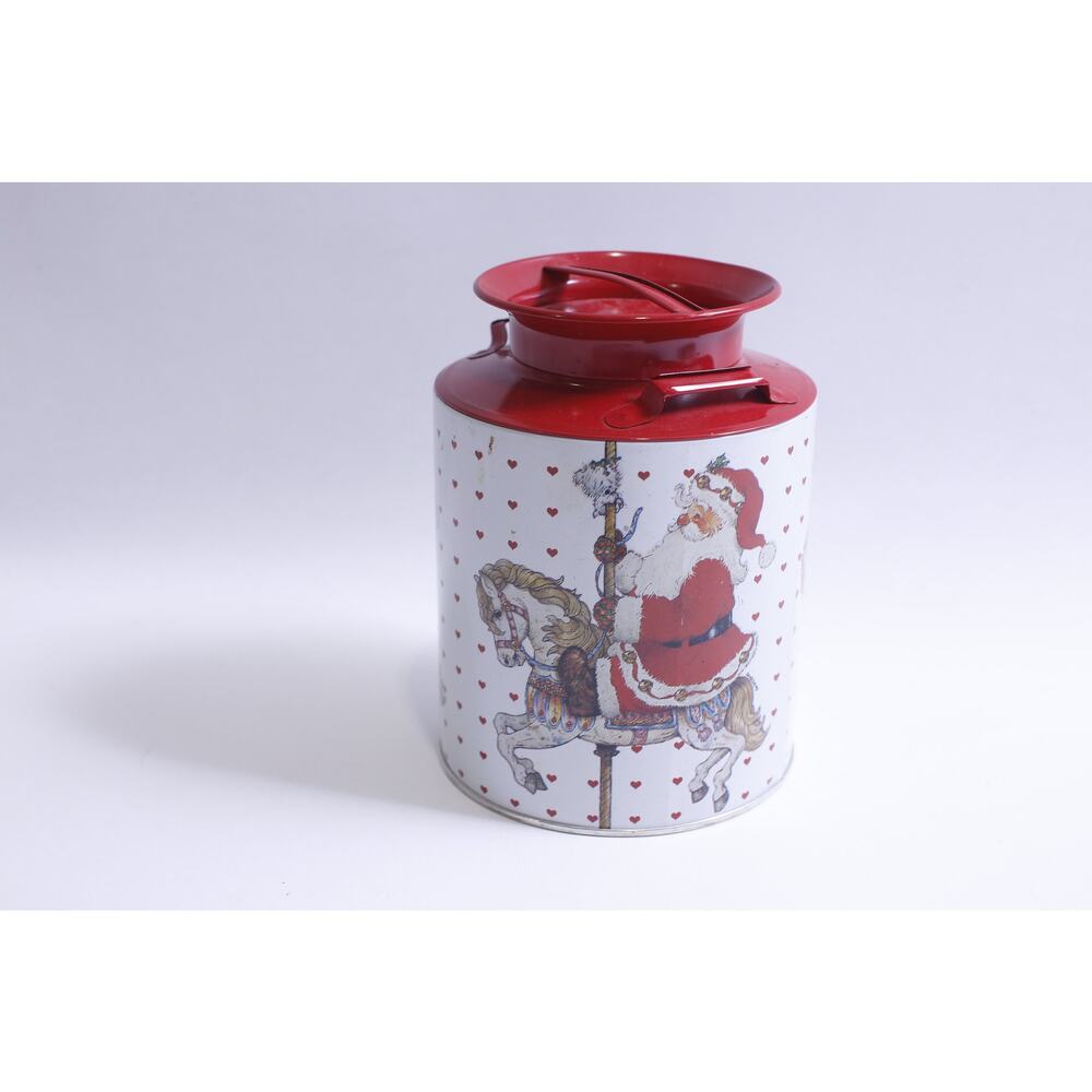 Santa Claus, Milk Can, Metallic, 5 1/2", White Red, Liquid Container, Retro